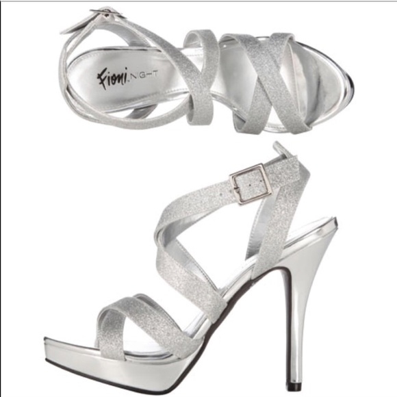 FIONI Clothing Shoes - Silver Sparkly High Heels